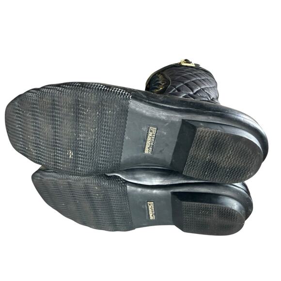 Sperry Top-Sider Tall Quilted Lace-Up Boots Black Gold Hardware Women’s 9 - Picture 9 of 11